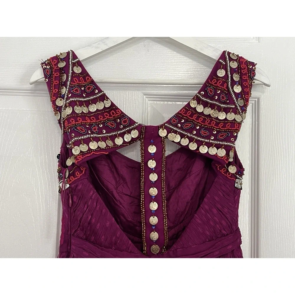 Free People Beaded Coin Dress Boho Fairycore Whimsigoth Festival Babydoll Gypsy - Picture 8 of 16
